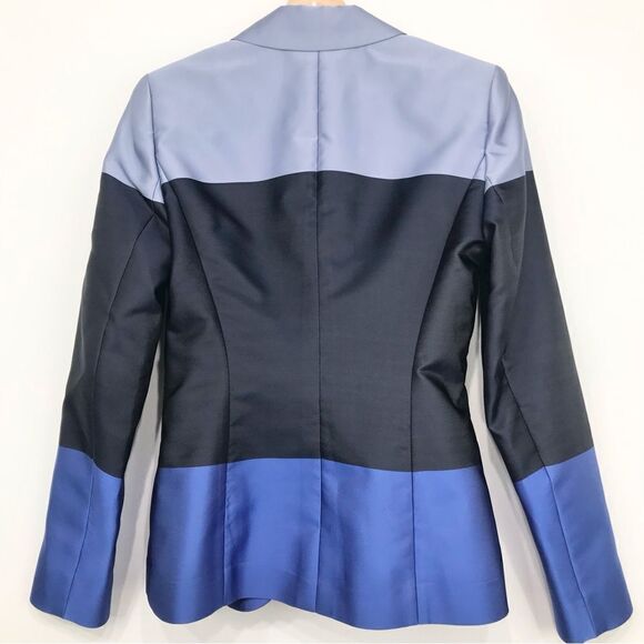Escada Shades of Blue Striped Silk Blend Blazer Jacket - Picture 10 of 16